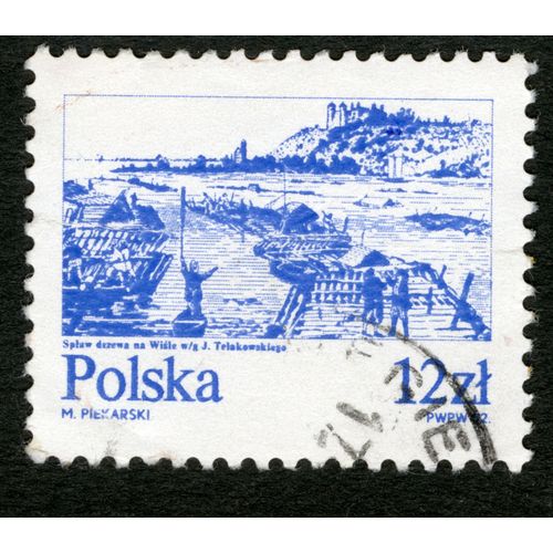 Timbre Oblitéré Polska,Splyw Drzewa Na Wisle W/G Telakowskiego,Piekarski,12 Zl