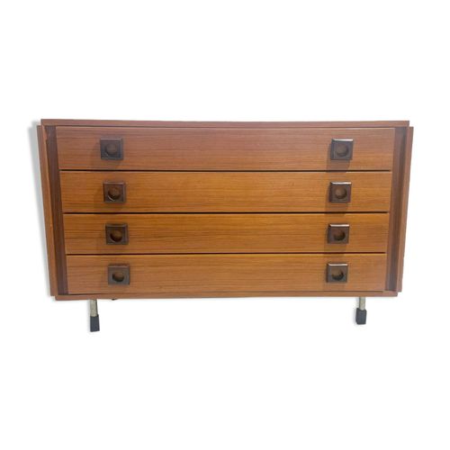 Commode Moderne Du Milieu Du Sicle Avec Poignes Carres Marron