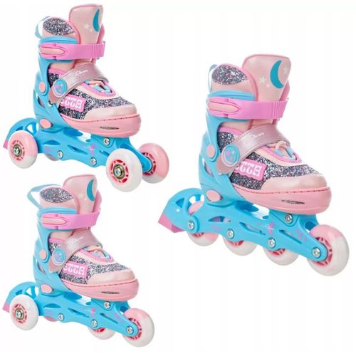 Roller En Ligne Etta Du 30 Au 33 + Patin A Roulette + Triskate Enfant Mixte Taille Ajustable Rose Raven
