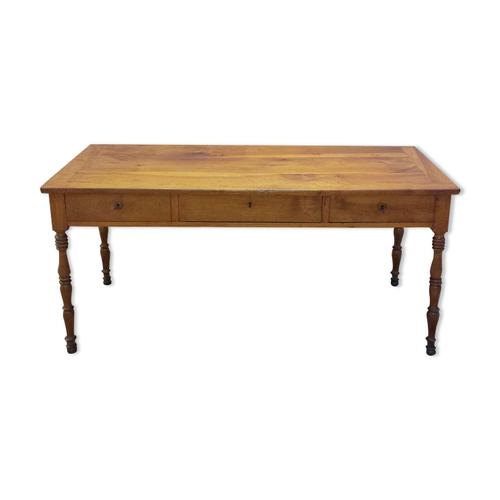 Table De Ferme En Noyer Massif 3 Tiroirs 1m60 Bois