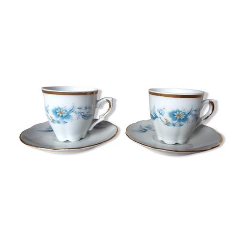 2 Tasses Caf Porcelaine Chauvigny Blanc