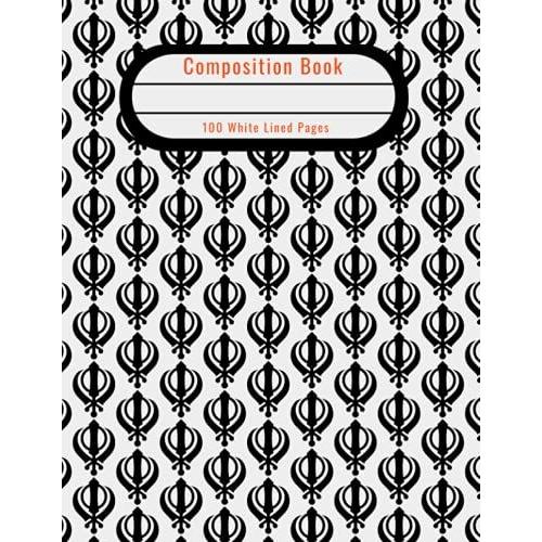 Black Khanda Sikh Punjabi Book Notebook For Back To School For Girls & Boys| 100 Wide Ruled Pages Paperback Book | Great For All Aged Kids