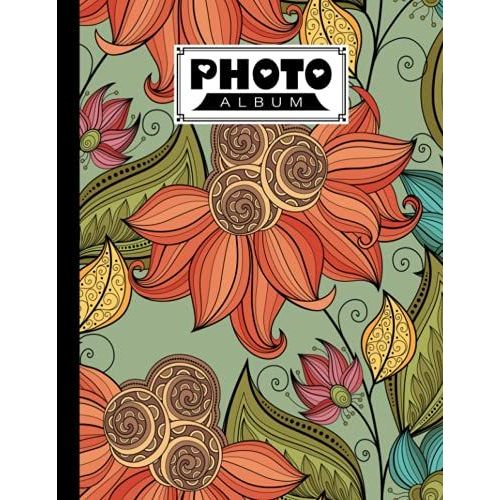 Photo Album: Album, Large Photo Albums With Writing Space Memo, Extra Large Capacity Picture Album, Family, Baby, Wedding, Travel Photo Book, 120 Pages | Vintage Flowers Cover By Karolina Albers
