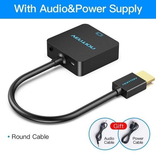 Longueur 0 15m - Avec Puissance Audio - Convertisseur Hdmi Vers Vga Avec Puissance Audio Mâle Vers Femelle Adaptateur Pour Ps4 Portable Boîtier Tv Jack 3.5 Vga Vers Hdmi