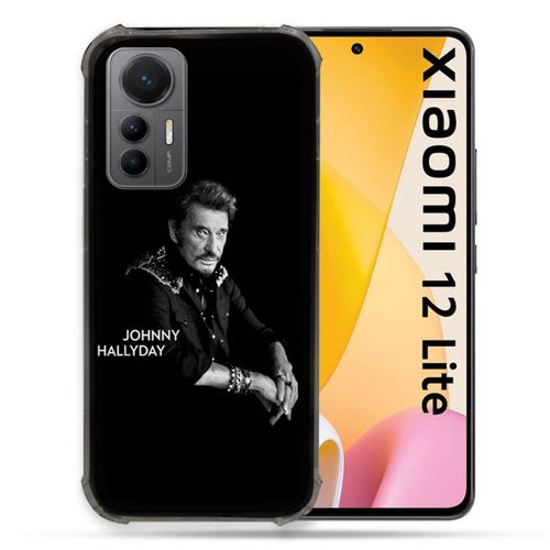 Coque Renforcée En Verre Trempé Pour Xiaomi 12 Lite Musique Johnny Hallyday Noir