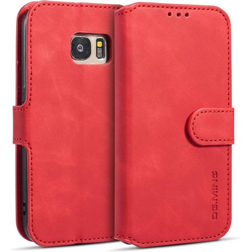 Etui Coque Pour Samsung Galaxy S7, Protection Case Housse En Cuir Portefeuille Livre Emplacements Cartes Fonction Support Languette Magnétique Case Cover Housse