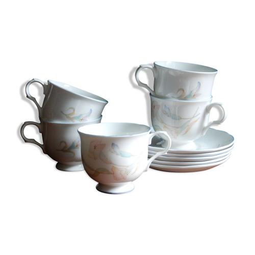 Set De 5 Tasses Et Soustasses Sadler Wellington Blanc