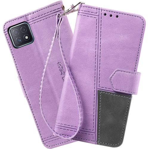 Coque Pour Oppo A72 5g / Oppo A73 5g / Oppo A92s / Oppo Reno 4z, Portefeuille Housse En Cuir Pu Pour Oppo A72 5g / A73 5g / Reno 4z, Magnétique Antichoc Flip Coque, Violet