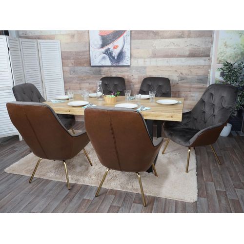 Lot De 6 Chaises De Salle À Manger Hwc-K26, Chaise Rembourrée Chaise De Salon Chaise De Cuisine Avec Accoudoirs, Métal   Velours