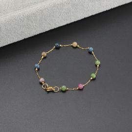 Bracelets de perles en pierre naturelle pour femmes chaîne en acier  inoxydable Bracelet de cheville plaqué or 18 carats bijoux pour dames 6 10  pouces - Générique
