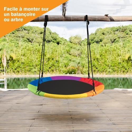 Costway Balançoire Nid D?Oiseau Rond 100 Cm De Diamètre Pour Arbre Supporté De Charge Maximale 150 Kg Extérieur Multicolore