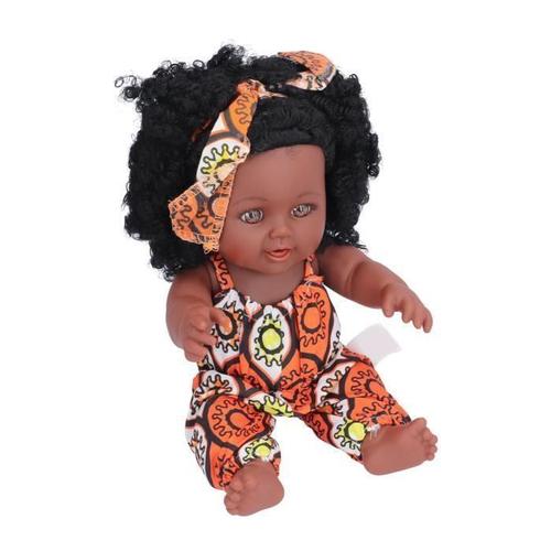 Poup??E B??B?? Africaine R??Aliste Baby Doll Simulation Vinly African Girl Reborn Baby Doll Toy Pour Les Tout-Petits (Gear - G?N?Rique