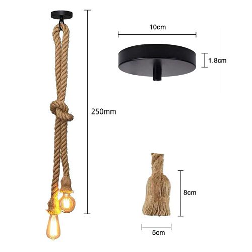 Lampes Suspendues Rétro En Corde De Chanvre, 1/1/1/2/2 M, E27, Éclairage D'intérieur Pour Loft, Loft, Loft, Loft, Double Tête, Sans Ampoule