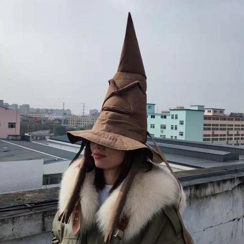 Chapeau De Sorcière En Cuir Feutré, Accessoires De Fête D'halloween, Cosplay, Robes De Fête