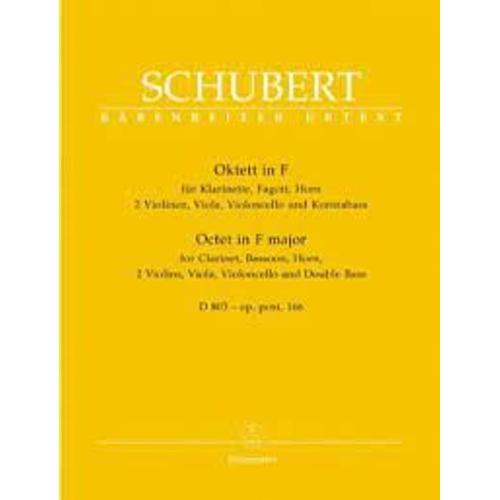 Schubert - Octet En Fa Majeur - Opus 166 - 2 Violons, Alto, Violoncelle, Contrebasse, Cor, Basson - Partition De Poche