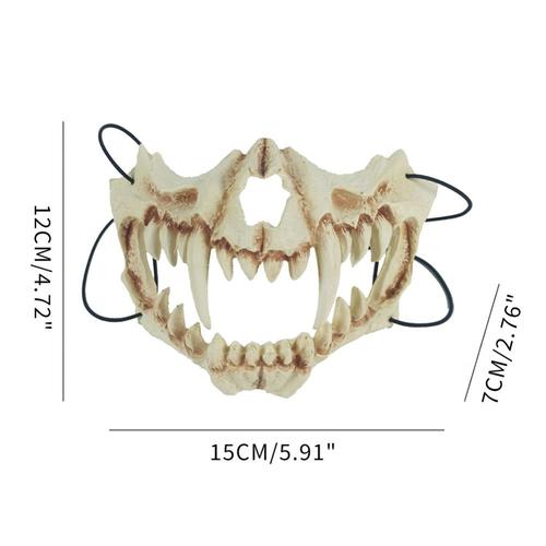 Masque Cosplay Japonais Dragon God, Masque De Tigre En Mousse Pu, Demi-Visage Blanc, Masque De Cosplay Effrayant, Masque D'halloween 2021