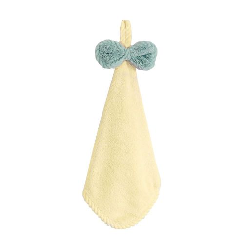 Serviette De Nettoyage À N¿Ud Papillon En Velours Corail, Serviette De Salle De Bain Épaisse Absorbante, Essuie-Mains De Cuisine Suspendus