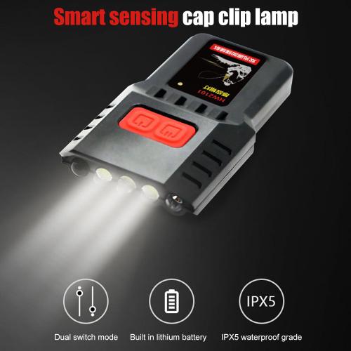 Cap clip lampe frontale induction LED lampe frontale rechargeable USB lampe  frontale LED lampe frontale de camping portable lampe de pêche