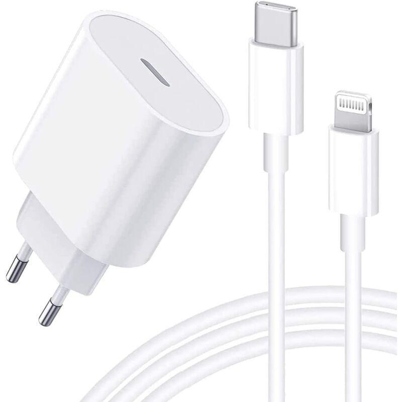 Chargeur Rapide 20W + Cable USB-C Lightning pour iPhone 14 / 14 PLUS / 14  PRO / 14 PRO MAX / 13 / 13 MINI / 13 PRO / 13 PRO MAX /