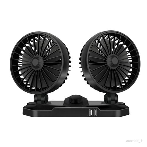 Ventilateur Automatique Rotatif De Degré De Ventilateur De Mini Voiture Pour Le Bureau Extérieur D'été De Dashdoard De Camion, Tête Double 24v Double Tête 24v