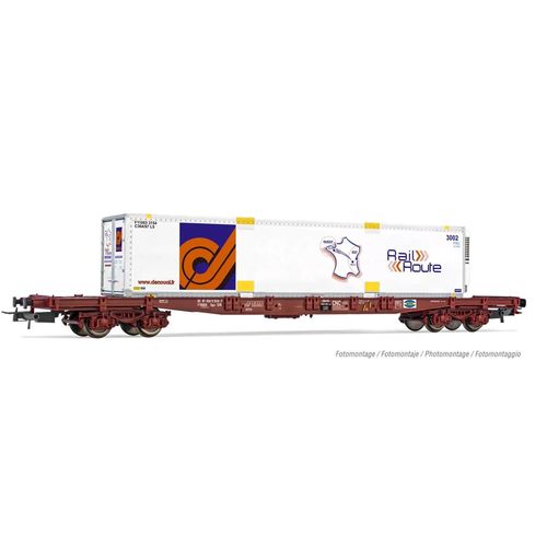 Wagon Touax Porte-Conteneurs À 4 Essieux S70 Avec Caisse Mobile-Jouef