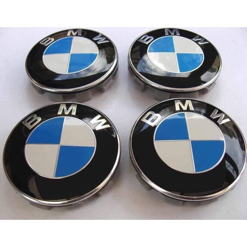 4 X Centres De Roue 68mm Logo Bmw Embleme Bleu Blanc Cache Moyeu