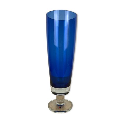 Vase verre Riihimaki Tamara Aladin bleu scandinave bleu