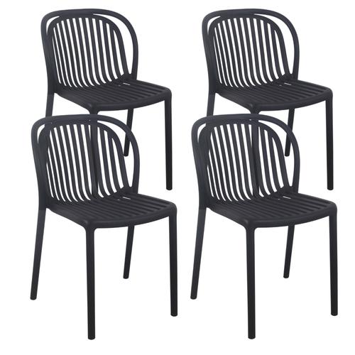 Lot De 4 Chaises De Terrasse En Plastique Noir