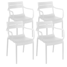 Lot De 4 Fauteuils De Terrasse En Plastique Blanc