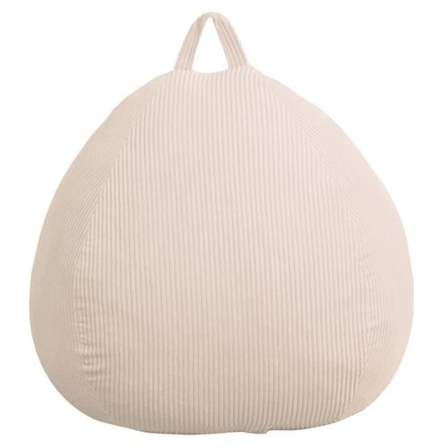 Pouf Poire Déhoussable Velours Côtelé - 80x70 Cm Beige