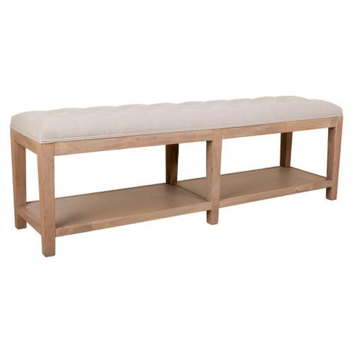 Banc En Bois Capitonné Coton Et Lin Beige