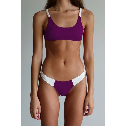 Maillot De Bain Couleur Assortie Bikini Épissage Maillot De Bain Fendu Ensemble Deux Pièces Pour Femmes