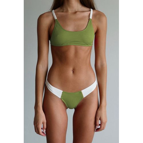 Maillot De Bain Couleur Assortie Bikini Épissage Maillot De Bain Fendu Ensemble Deux Pièces Pour Femmes