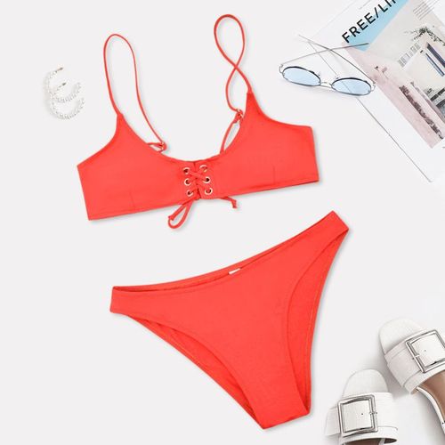Maillot De Bain Bikini Noir Sexy Maillot De Bain Fendu De Couleur Unie Maillot De Bain Femme