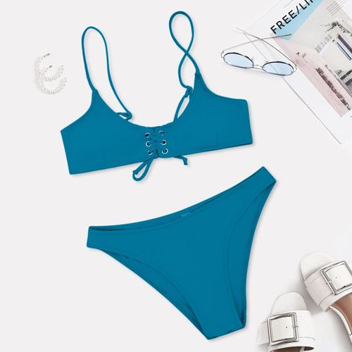 Maillot De Bain Bikini Noir Sexy Maillot De Bain Fendu De Couleur Unie Maillot De Bain Femme