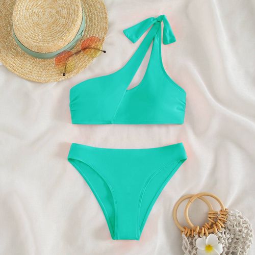 Maillot De Bain Une Épaule Bikini Skinny Sexy Dames Maillot De Bain Deux Pièces Avec Bikini Coussinet De Poitrine