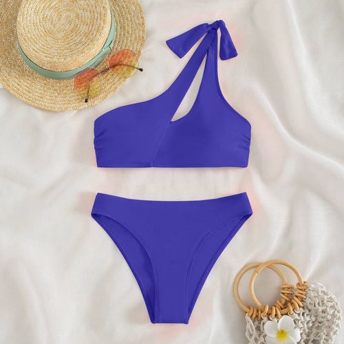 Maillot De Bain Une Épaule Bikini Skinny Sexy Dames Maillot De Bain Deux Pièces Avec Bikini Coussinet De Poitrine