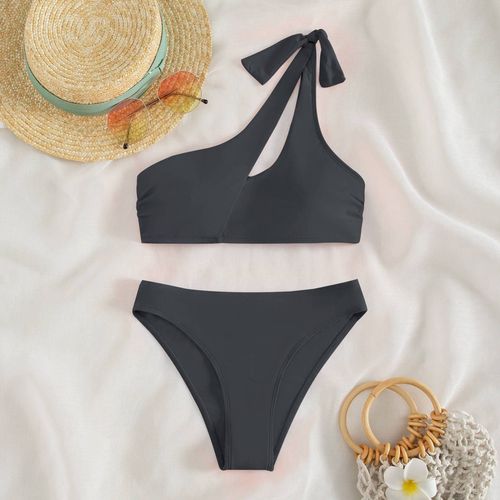Maillot De Bain Une Épaule Bikini Skinny Sexy Dames Maillot De Bain Deux Pièces Avec Bikini Coussinet De Poitrine