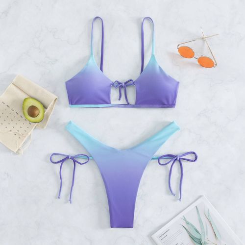 Bikini Dégradé Sexy À Lanières Dos Ouvert Body Maillot De Bain Pour Femme