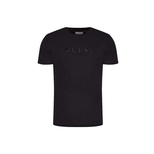 T Shirt Guess Classic Logo Relief Homme Noir