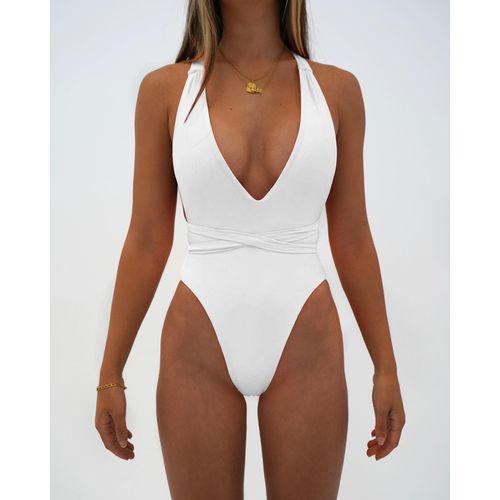 Bikini Maillot De Bain Une Pièce Profond Maillot De Bain Femme Couleur Unie Maillot De Bain Une Pièce
