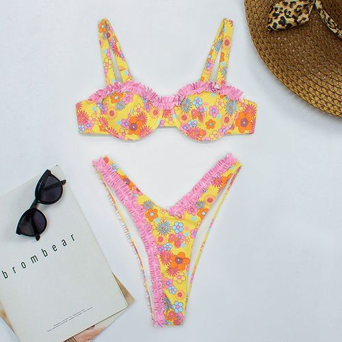 Maillot De Bain Bikini À Fleurs Maillot De Bain Deux Pièces Pour Femme
