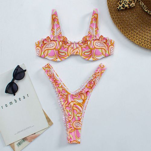 Maillot De Bain Bikini À Fleurs Maillot De Bain Deux Pièces Pour Femme