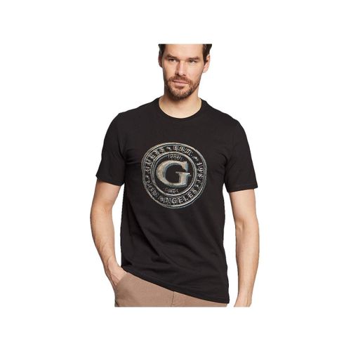 T Shirt Guess Round Logo Homme Noir