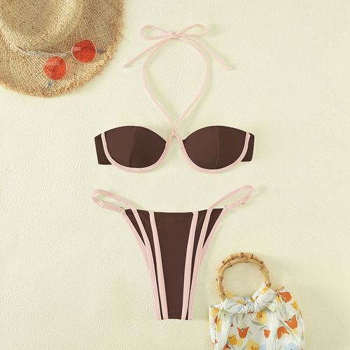 Maillot De Bain Deux Pièces Bikini Sexy À Armatures Maillot De Bain Imprimé Léopard