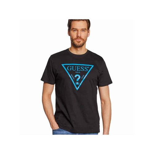 T Shirt Guess Classic Logo Triangle Homme Noir