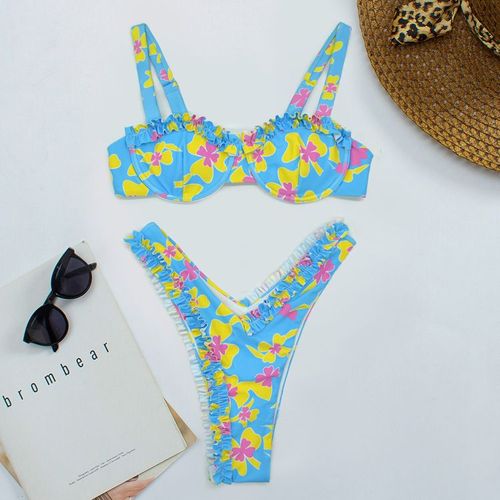 Maillot De Bain Bikini À Fleurs Maillot De Bain Deux Pièces Pour Femme