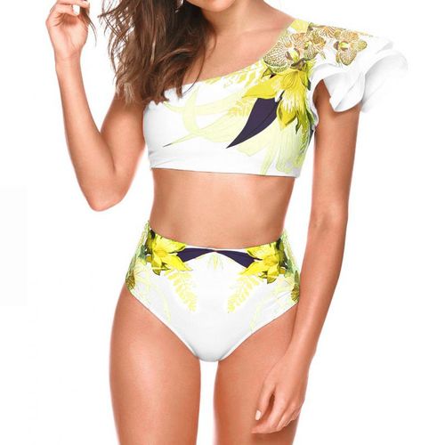Maillot De Bain Deux Pièces Imprimé Dames Sexy Bikini Tube Top Taille Haute