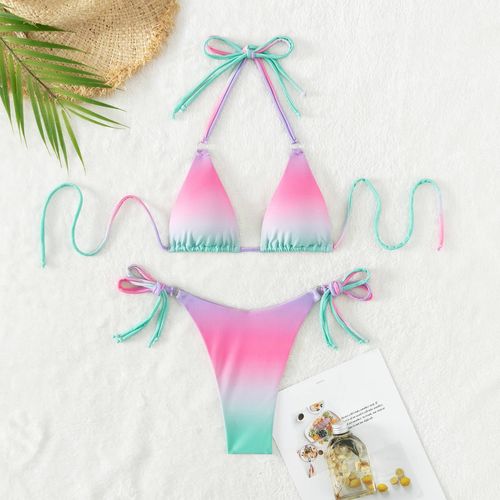 Gradient Bikini Sexy Neck Backless Maillot De Bain Une Pièce