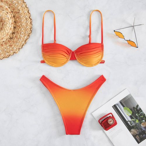 Maillot De Bain À Armatures Serrées Bikini Femme Gradient Split Bikini Maillot De Bain